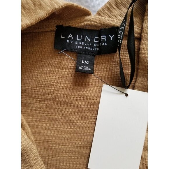 Laundry by Shelli Segal 3/4 Dolman Sleeve Knit Cardigan Open Front Camel Size L - Picture 8 of 11